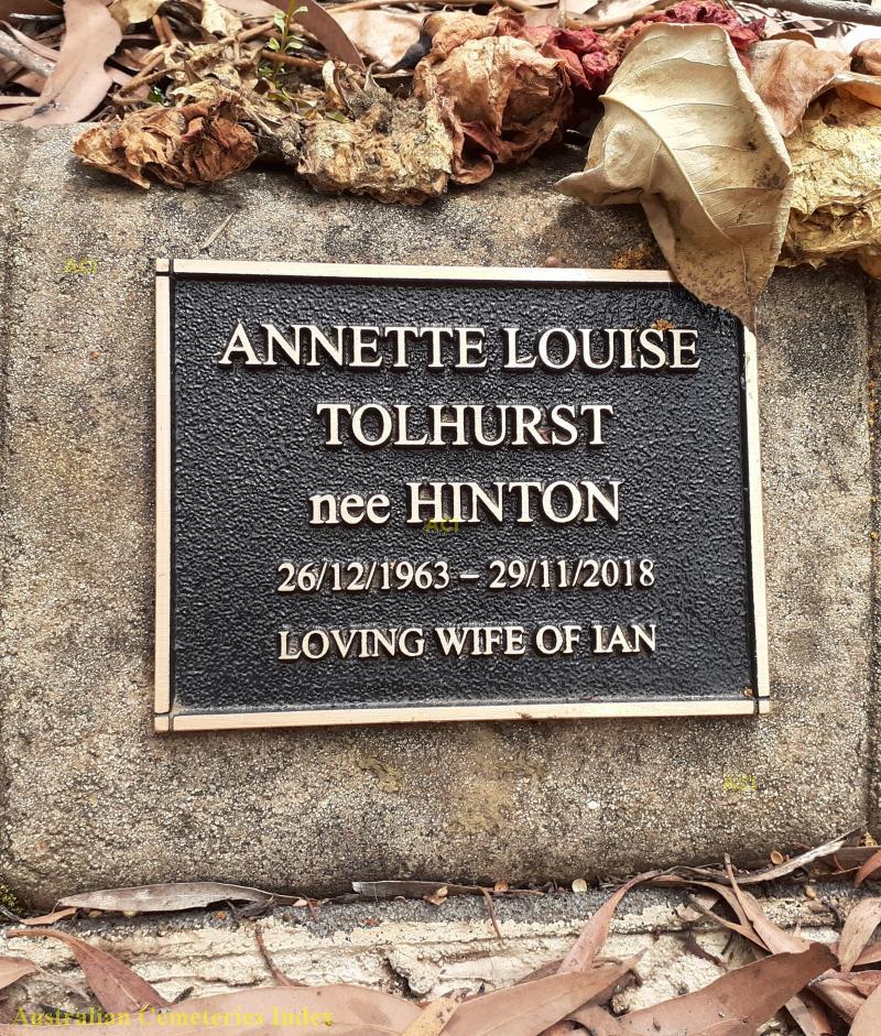 Annette Louise TOLHURST nee HINTON